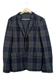 Vorschaubild 1 von Herren Sakko Gr. 50 Kariert Wolle Grau Blau Blazer