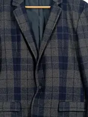 Vorschaubild 3 von Herren Sakko Gr. 50 Kariert Wolle Grau Blau Blazer