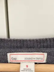 Vorschaubild 7 von Damen Pullover V-Ausschnitt Grau Gr. 36/S Merino Wolle Rippstrick