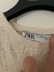 Vorschaubild 5 von Damen Pullunder Gr. 34/XS Beige Strick Lochmuster Ärmellos