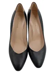 Vorschaubild 2 von Pumps Damen Leder Schwarz Cognac Gr. 40 Kitten Heel Business