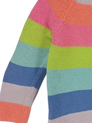 Vorschaubild 4 von Mädchen Strickjacke Gr. 104 Bunt Gestreift Langarm Baumwolle Cardigan