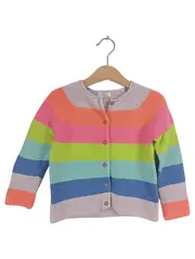 Vorschaubild 1 von Mädchen Strickjacke Gr. 104 Bunt Gestreift Langarm Baumwolle Cardigan