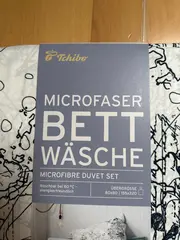 Vorschaubild 1 von Microfaser Bettwäsche Set 155x220 80x80 weiß schwarz abstrakt