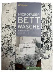 Vorschaubild 2 von Microfaser Bettwäsche Set 155x220 80x80 weiß schwarz abstrakt