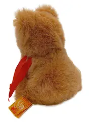 Vorschaubild 2 von Teddybär Kuscheltier braun mit rotem Band Knopf im Ohr nostalgisch