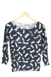 Vorschaubild 1 von Damen Sweatshirt Tiermotive Applikationen Strass Blau Gr. 34 XS