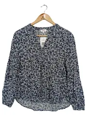 Vorschaubild 1 von Damen Bluse Gr. 36/S Blau Florales Muster Langarm Casual