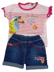 Vorschaubild 1 von Baby Set T-Shirt Shorts Gr. 68 Papagei Sommer Mädchen
