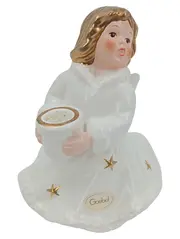 Vorschaubild 1 von Dekofigur Engel Weihnachtlich Weiß Gold Sterne 11cm Keramik