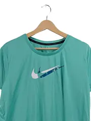 Vorschaubild 2 von Sport Shirt Damen Türkis Gr. M Kurzarm Logo-Print