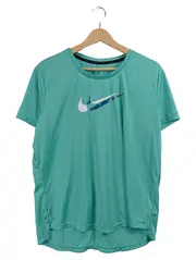 Vorschaubild 1 von Sport Shirt Damen Türkis Gr. M Kurzarm Logo-Print