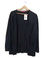 Vorschaubild 1 von Damen Strickjacke Schwarz Gr. 44 XXL Viskose Baumwolle Basic Cardigan
