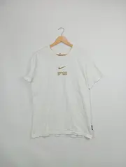 Vorschaubild 2 von Herren T-Shirt Gr. M Weiß Sportlich Logo-Print Kurzarm Baumwolle