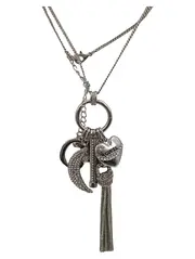 Vorschaubild 2 von Halskette mit Anhängern Herz Mond Quaste Silber Modisch Damen 37 cm