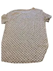 Vorschaubild 3 von Denim Herren T-Shirt Gr. L Karo Rosen Muster Weiß Grau