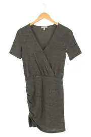 Vorschaubild 1 von Damen Strickkleid Grau Gr. 38/M Casual Wickelkleid Kurzarm Meliert