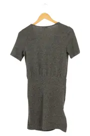 Vorschaubild 2 von Damen Strickkleid Grau Gr. 38/M Casual Wickelkleid Kurzarm Meliert