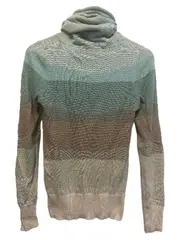 Vorschaubild 3 von Damen Pullover Rollkragen Gr. S Grün Gestreift Baumwolle