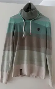 Vorschaubild 5 von Damen Pullover Rollkragen Gr. S Grün Gestreift Baumwolle