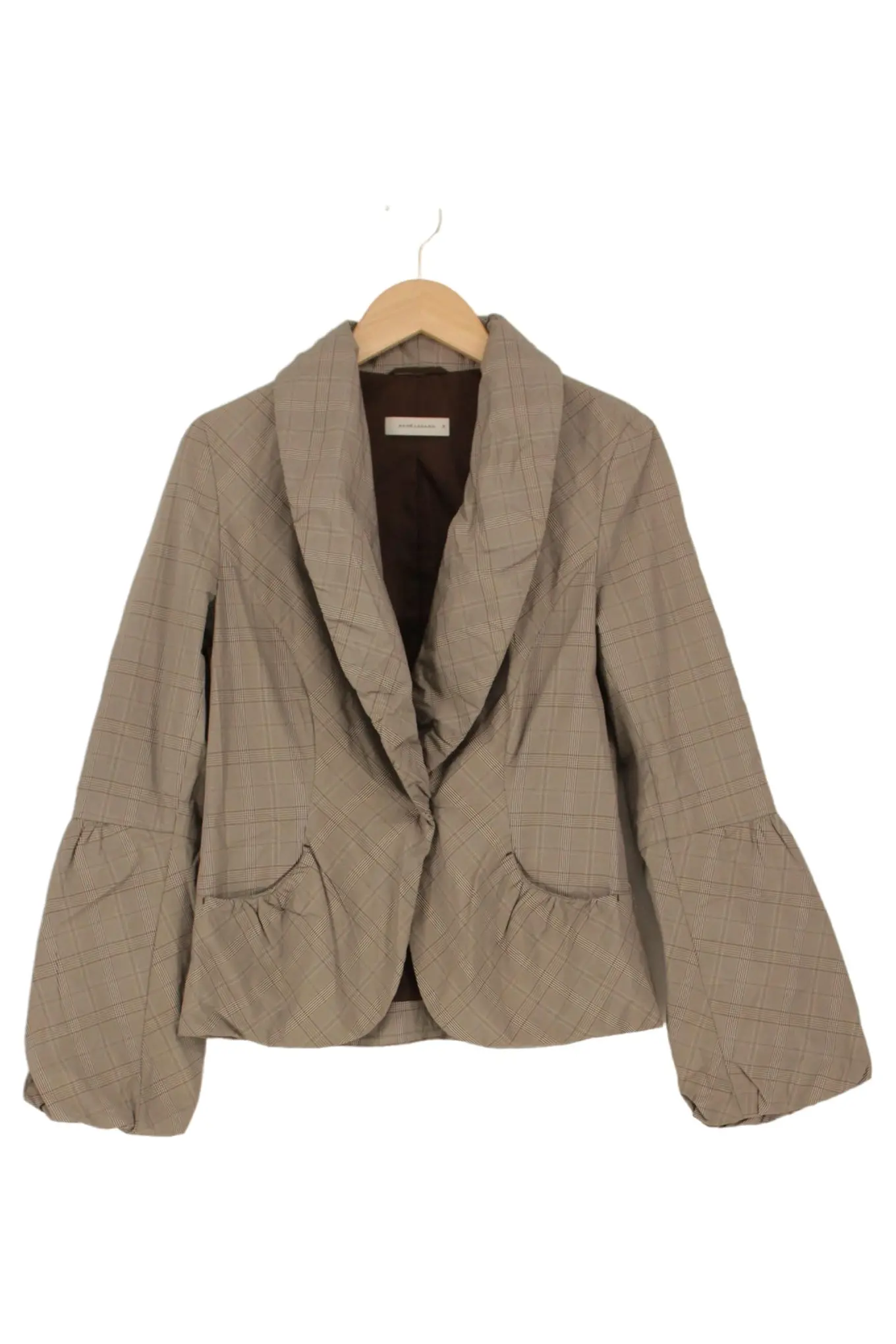 RENÉ LEZARD Damen Blazer Gr. 38/M Beige Kariert Klassisch Elegant