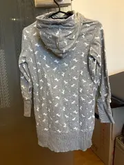 Vorschaubild 2 von Mädchen Hoodie Kleid Gr. 146/152 Grau Einhorn Muster Kapuze