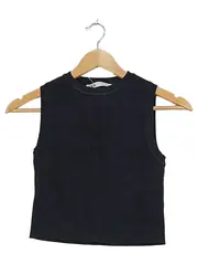 Vorschaubild 2 von Damen Pullunder Schwarz Gr. M Basic Baumwolle