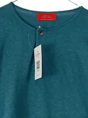 Vorschaubild 3 von MAN Basic Langarmshirt Herren Gr. M Petrol Baumwolle Henley