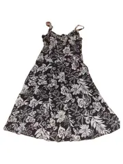 Vorschaubild 3 von Damen Sommerkleid Gr. 38 Schwarz Weiß Blumenmuster Trägerkleid