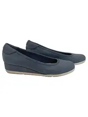 Vorschaubild 1 von Damen Ballerinas Keilabsatz Blau Gr. 36 Nubuk Leder Optik