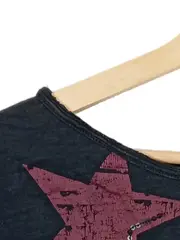 Vorschaubild 4 von Damen T-Shirt Grau S mit Sternenprint Pailletten Casual Baumwolle