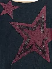 Vorschaubild 3 von Damen T-Shirt Grau S mit Sternenprint Pailletten Casual Baumwolle