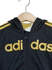 Vorschaubild 2 von Trainingsjacke Kinder Gr. 98 Schwarz Gold 3 Stripes Kapuze