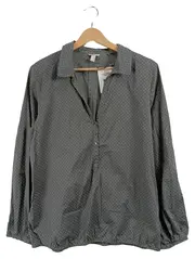 Vorschaubild 1 von Damen Bluse Gr. 40 Grau Punkte Langarm Baumwolle Casual