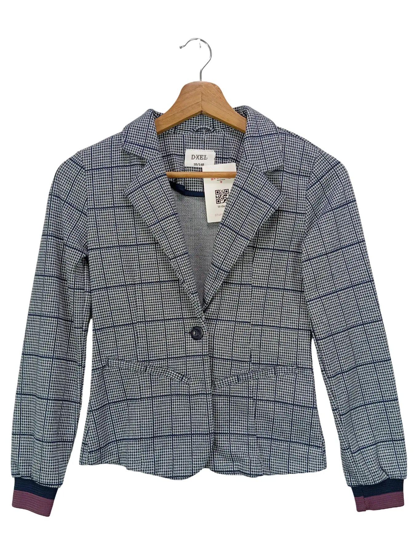 D-XEL Kinder Blazer Gr. 140 Blau Kariert Preppy Jacke Mädchen