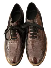 Vorschaubild 3 von Damen Brogues Schnürschuhe Lackleder Braun Gr. 38