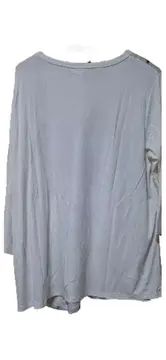 Vorschaubild 3 von Langarmshirt Damen Gr. 42/XL Weiß Blumenmuster Kirschblüte