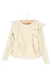 Vorschaubild 1 von Kinder Bluse Gr. 110 Beige Spitze Rüschen Klassisch Mädchen Langarm