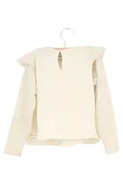 Vorschaubild 2 von Kinder Bluse Gr. 110 Beige Spitze Rüschen Klassisch Mädchen Langarm