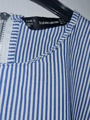 Vorschaubild 2 von Trafaluc Blusenkleid Damen XS Blau Weiß Gestreift Rüschen