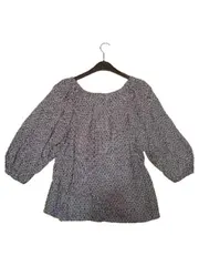 Vorschaubild 2 von Bluse Damen Geometrisch 3/4-Arm Blau Gr. 38 Viskose Casual