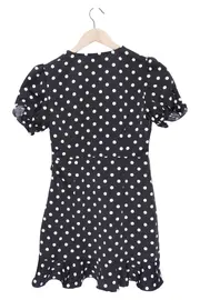 Vorschaubild 2 von Damen Freizeitkleid Wickelkleid Punkte Rüschen Schwarz Gr. 38/M