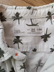 Vorschaubild 2 von Kinder Freizeithemd Gr. 104 Weiß Casual Palmenmuster Kurzarm