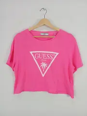 Vorschaubild 2 von Damen T-Shirt Beach Palmen Print Pink Gr. 42/XL Casual Logo