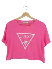 Vorschaubild 1 von Damen T-Shirt Beach Palmen Print Pink Gr. 42/XL Casual Logo