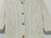 Vorschaubild 2 von Baby Mädchen Strickjacke Gr. 94 Weiß Zopfmuster Casual Langarm