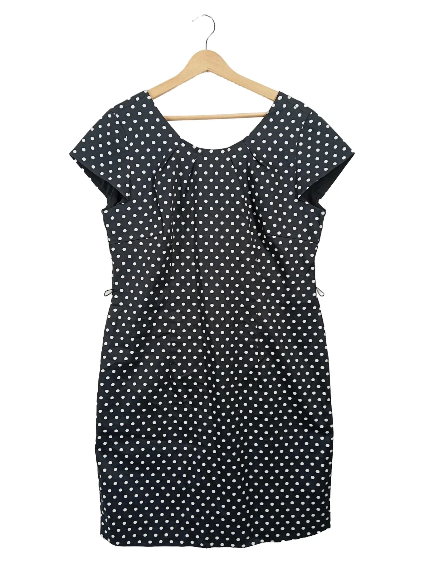 LISA TOSSA Damen Etuikleid Polka Dot Schwarz Gr. 42 Retro Baumwolle