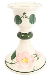 Vorschaubild 1 von Kerzenhalter Vintage Weiß Keramik Blumenmuster 12 cm