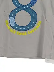 Vorschaubild 2 von T-Shirt Kinder Grafik Schriftzug Grau Gr. 116 Baumwolle Kurzarm