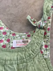 Vorschaubild 2 von Baby Mädchen Latzkleid Sommerkleid Gr. 86 Grün Baumwolle